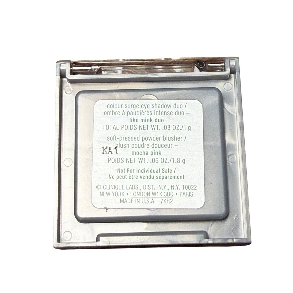 Clinique Colour Surge Eye Shadow Duo Like Mink & Mocha Pink Blush Palette Travel - Picture 2 of 2